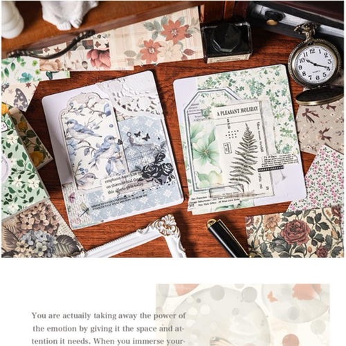 迷花蔓园 6種 600枚 手書き紙 コラージュ素材 ペーパー メモ帳 メモ帳