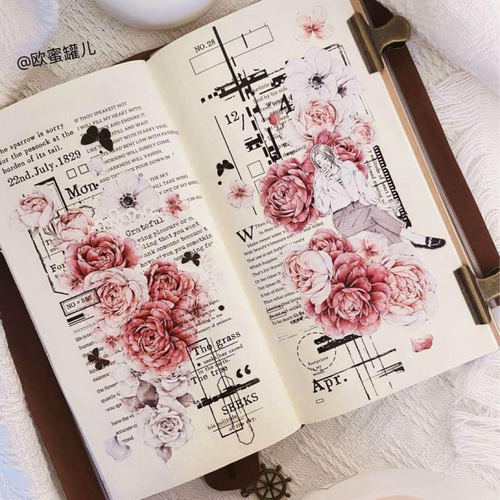 海外作家 PET 6m 胭脂窗 壹洱原创 装飾マステ マスキングテープ 海外