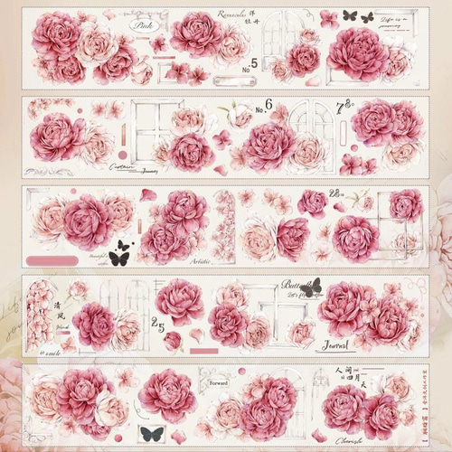 海外作家 PET 6m 胭脂窗 壹洱原创 装飾マステ マスキングテープ 海外