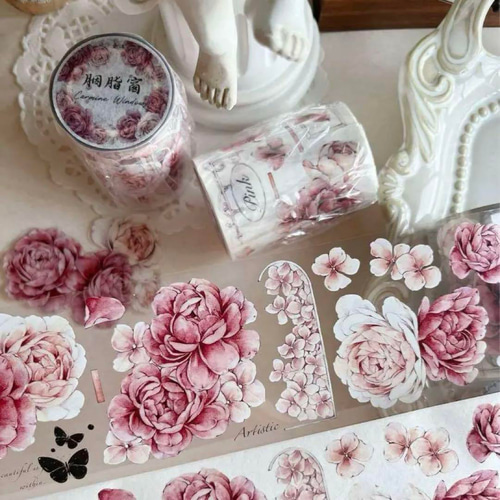 海外作家 PET 6m 胭脂窗 壹洱原创 装飾マステ マスキングテープ 海外