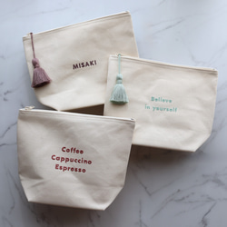 【ゴシック体】名入れ マチありポーチ 大きめポーチ タッセルありなし選べます┃名前入れ 文字入れ 推し活 ベビーギフト 11枚目の画像