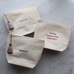 【ゴシック体】名入れ マチありポーチ 大きめポーチ タッセルありなし選べます┃名前入れ 文字入れ 推し活 ベビーギフト 7枚目の画像