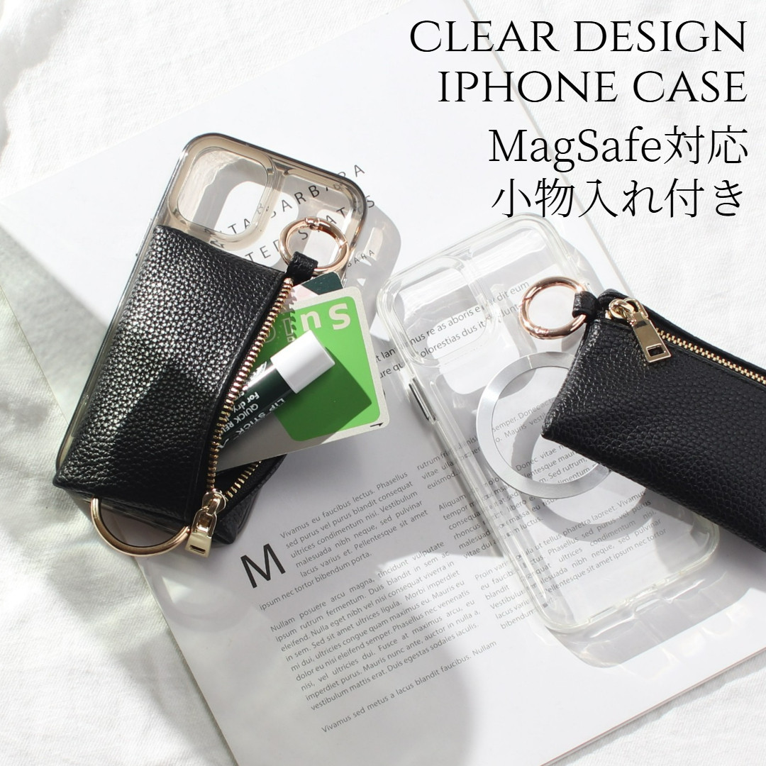 iPhone16 ケース クリア 16Pro 16Plus 16ProMAX 小銭入れ付き magsafe 財布 カード