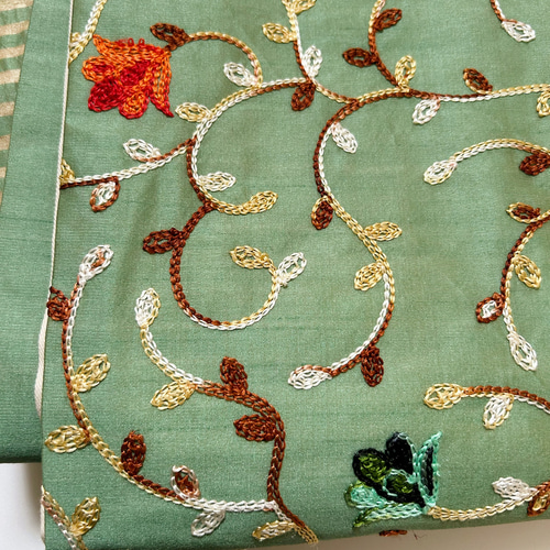 花刺繍名古屋帯(インド) 和装小物（帯・半襟） Yuho 通販 19318588