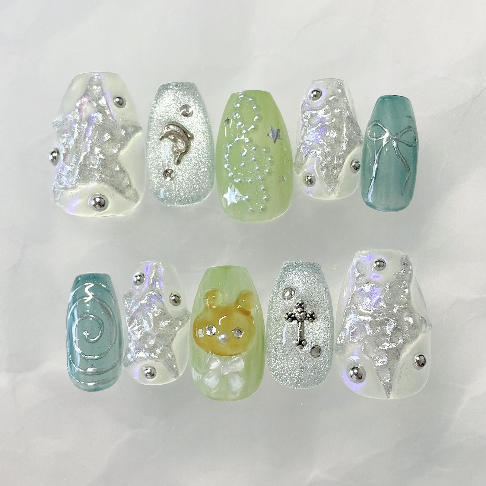 サイズオーダー】キラキラ星ネイル マグネット クリアネイル y2k