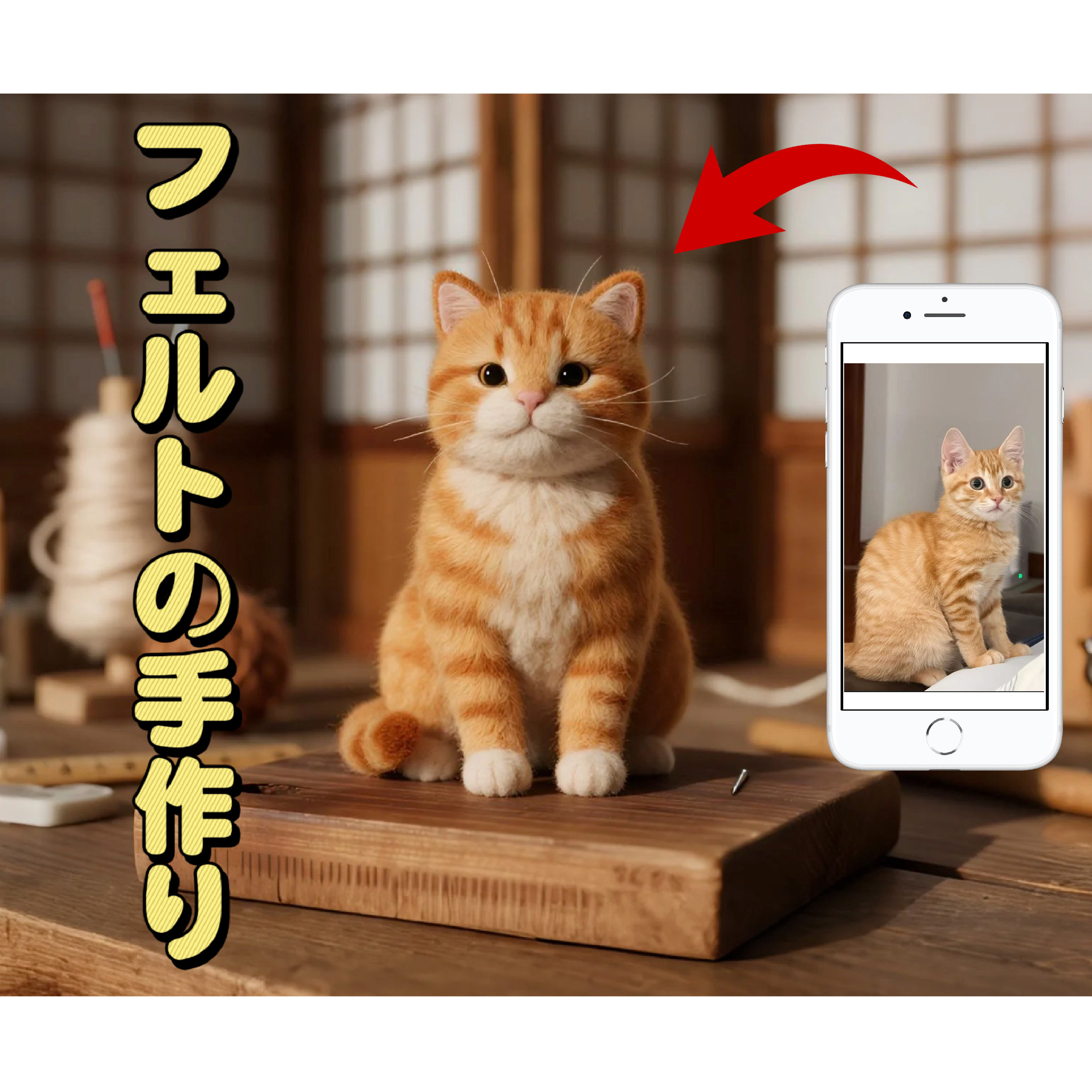 【受注制作】手作りフェルト橘猫モデル｜愛らしい猫ちゃんを永遠にそばに