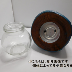 キノコの小物入れ【グリーン】ガラス瓶・木製★調味料入れ・アクセサリーケースにも♪ 4枚目の画像