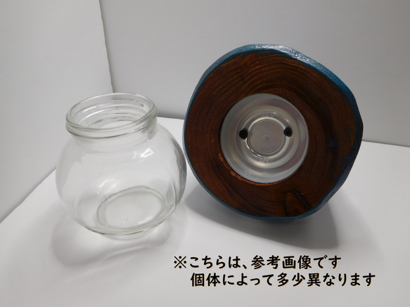 キノコの小物入れ【グリーン】ガラス瓶・木製★調味料入れ・アクセサリーケースにも♪ 4枚目の画像