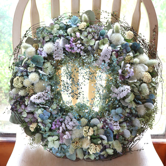 wreath 「かすみ月№1」 リース かすみ草 カスミソウ 三日月リース