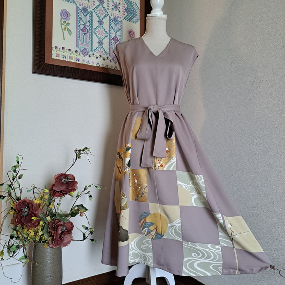 着物リメイクノースリーブワンピース＆羽織 ノースリーブワンピース - 着物リメイクのアトリエウイズ