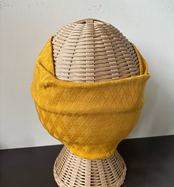 ノンストレス ダイヤジャガードニット 超幅広 ターバン ヘアバンド 3枚目の画像