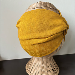 ノンストレス ダイヤジャガードニット 超幅広 ターバン ヘアバンド 2枚目の画像