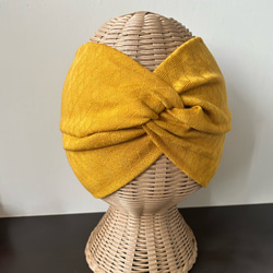 ノンストレス ダイヤジャガードニット 超幅広 ターバン ヘアバンド 1枚目の画像