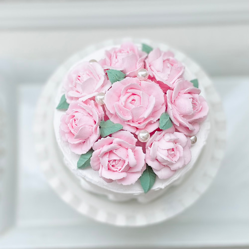 ホイップローズクレイケーキ＊ピンク＊パステル色変更可＊＊フェイク