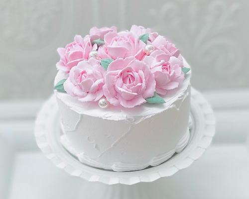 ホイップローズクレイケーキ＊ピンク＊パステル色変更可＊＊フェイク
