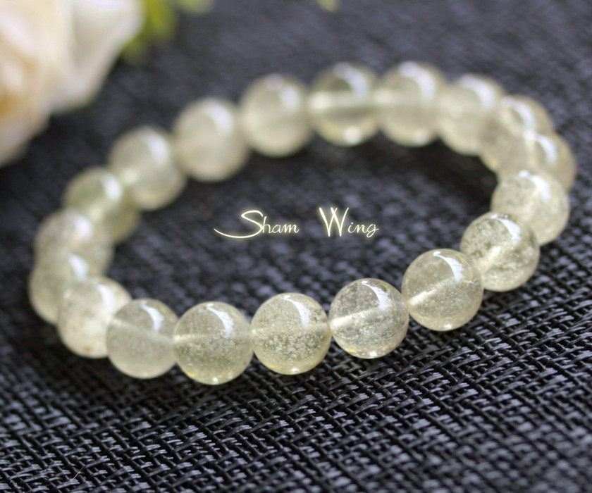 高品質 リビアングラス約10.9～11.2mm ブレスレット✿天然石