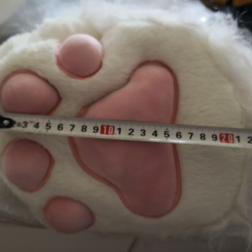 ふわふわの白いファー　ケモノ脚パーツ 着ぐるみ ケモノ 手袋 爪なし 白 フリーサイズ ケモノ脚 ファー