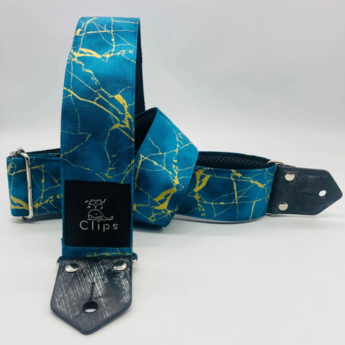 イナズマ柄ギターストラップ 青 楽器・アクセサリ Clips 通販