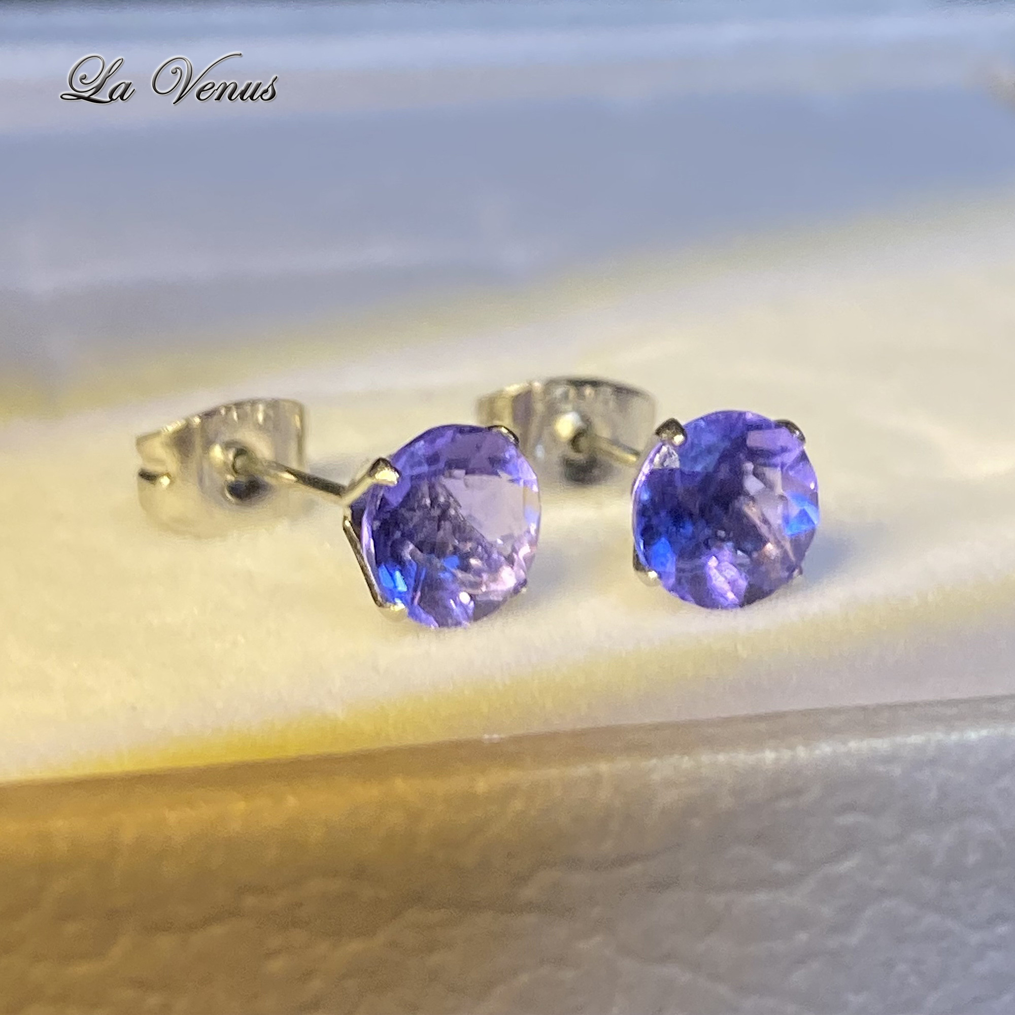 天然 希少 大粒 カラーチェンジフローライト 宝石質AAA 6mmピアス SUS316 サージカルステンレス 両耳用