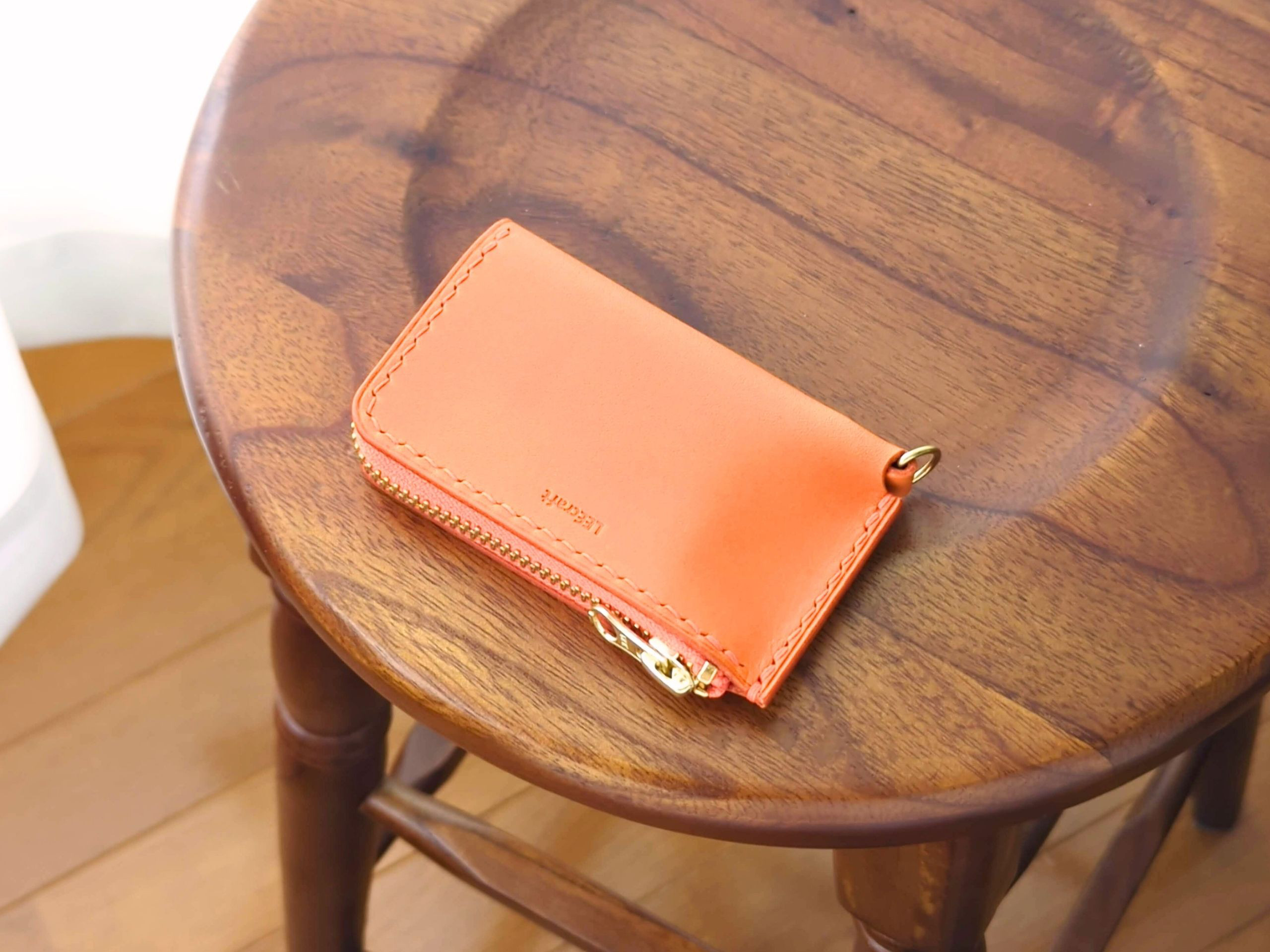 厚い革1枚のポケットマルチケース TUCSON/トゥクソン オレンジ イタリアンレザー *受注製作