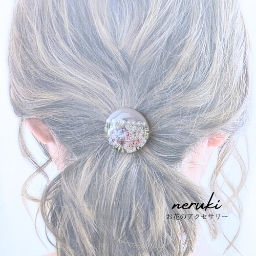 ヘアゴム】newレジンお花のヘアゴム 藤色 レジンヘアゴム ヘア