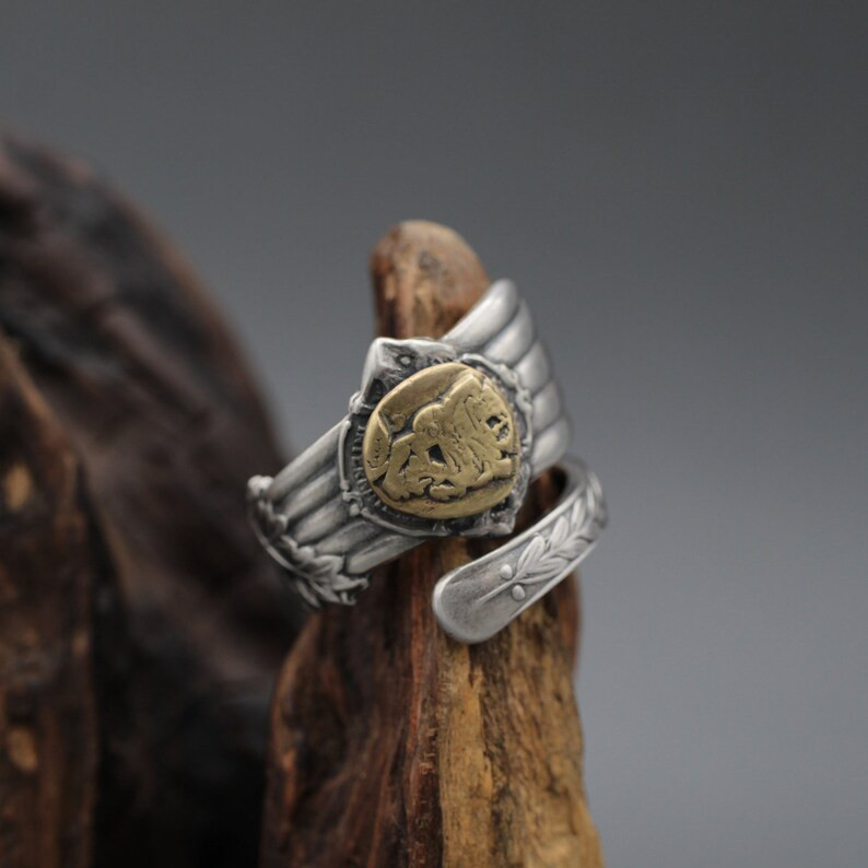 しゃれこうべの王冠｜ヴィンテージ｜シルバー｜真鍮｜スプーンリング｜ドクロ｜髑髏｜ダークファンタジー｜封蝋｜シーリング