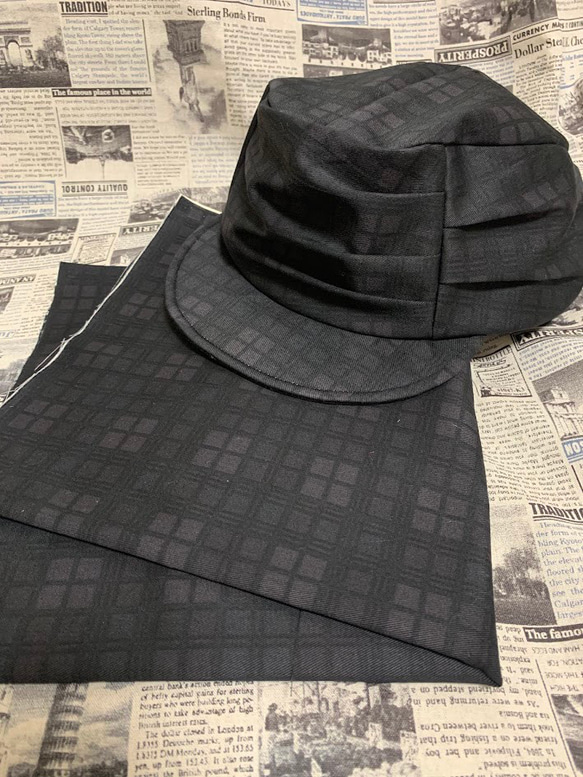 おしゃれなワークキャップ（ブラックウォッチチェック　ダークグレー） 7枚目の画像