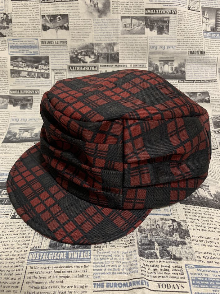 おしゃれなワークキャップ（ブラックウォッチチェック　レッド）