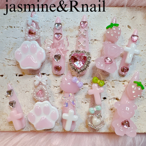 スーパーロングネイルチップ 姫ギャル ギャル 量産型 ゴテゴテ