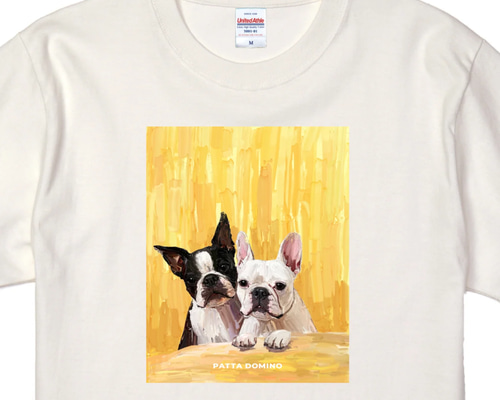 フレンチブルドッグ＆ボストンテリア Tシャツ アクリル 手描き風 洋服