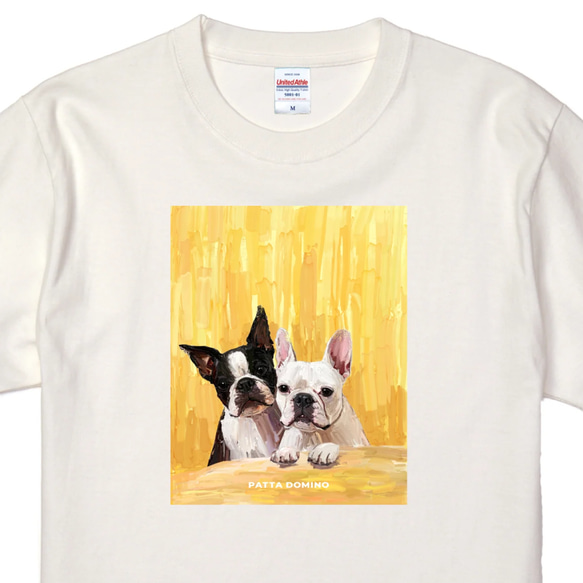 フレンチブルドッグ＆ボストンテリア Tシャツ アクリル 手描き風 洋服