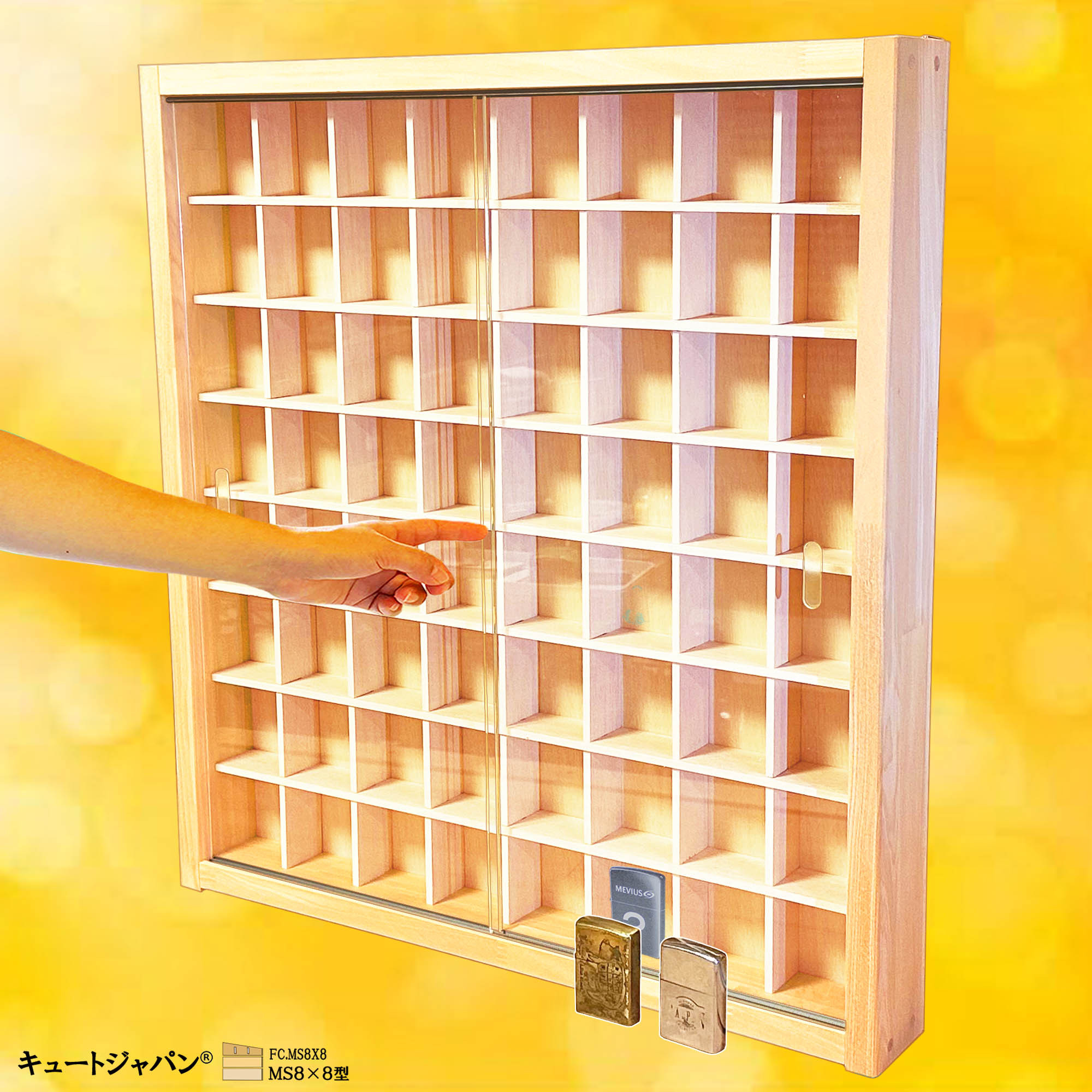 ZIPPO ジッポー ライター 収納 コレクションケース アクリル障子付 ディスプレイ 日本製 ＭＳ８×８型