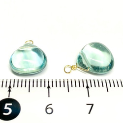 【天然石チャーム】ブルーグリーンフローライト　マロン　14kgf/Silver925　２個　ハンドメイド素材 4枚目の画像