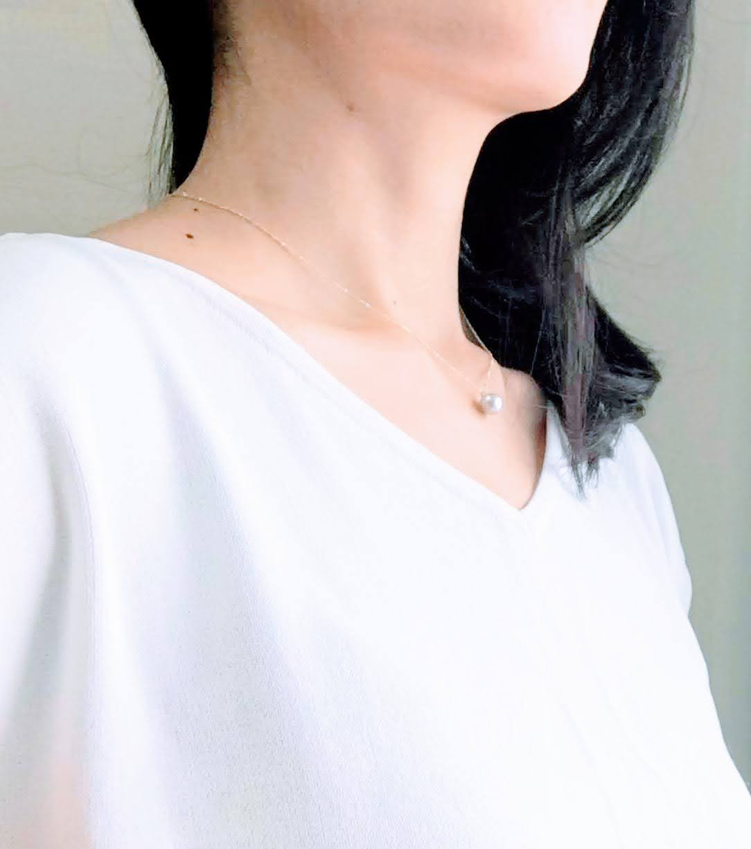 【数量限定】14kgf pearl アコヤ雫バロック(ネックレス）ライトブルー｜詳細画像