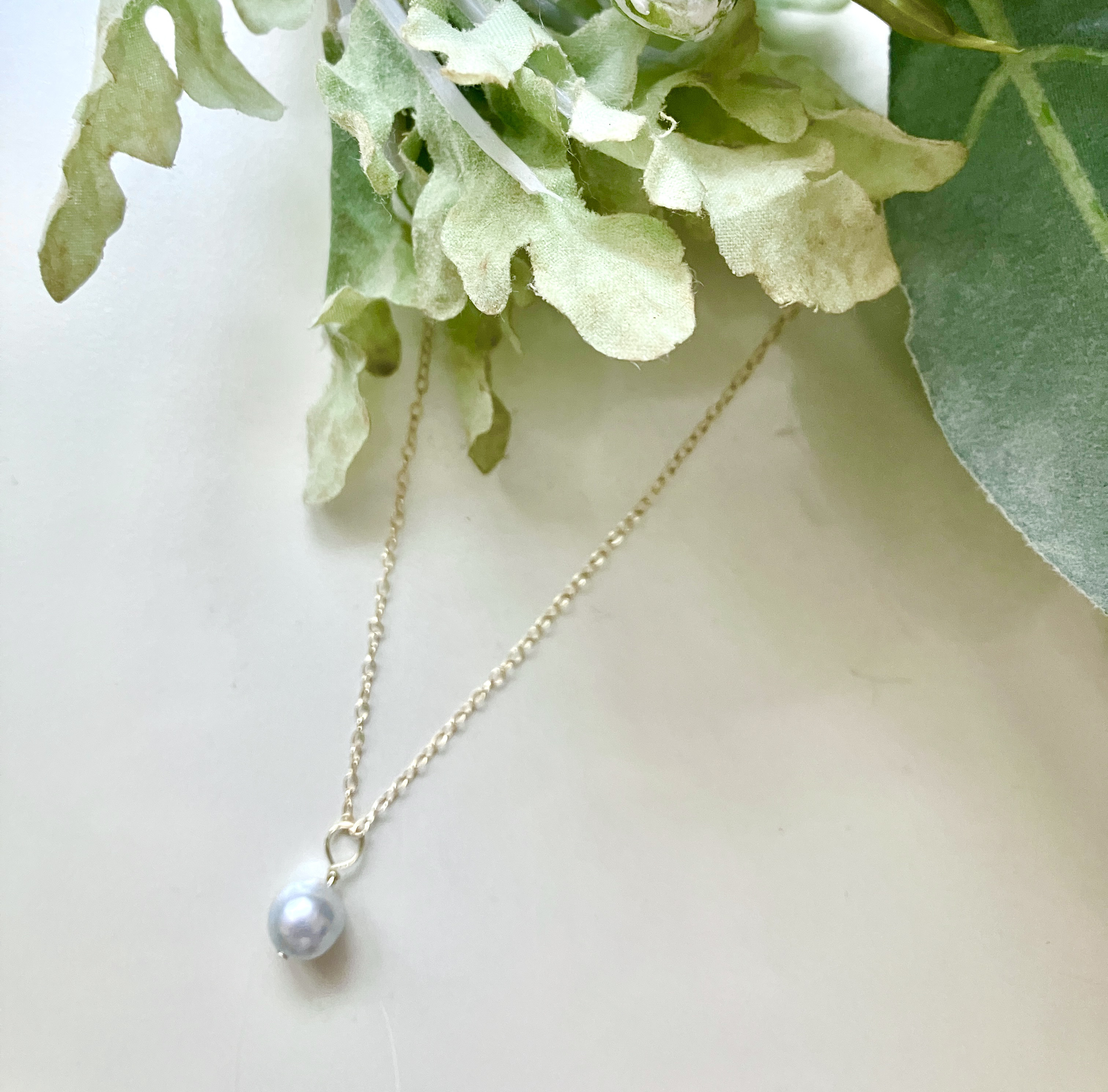 【数量限定】14kgf pearl アコヤ雫バロック(ネックレス）ライトブルー｜詳細画像
