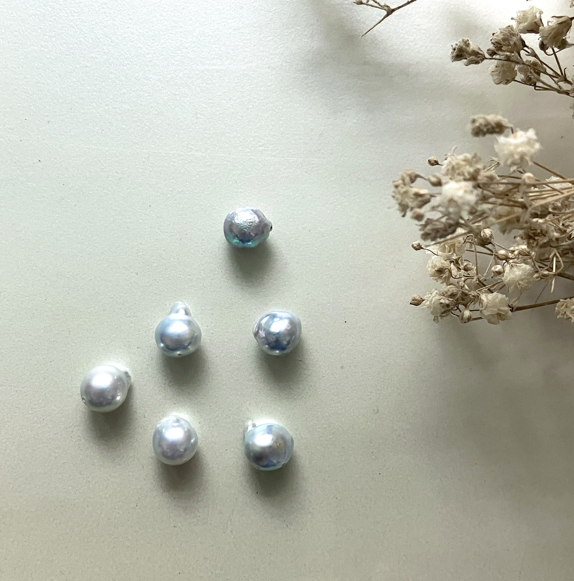 【数量限定】14kgf pearl アコヤ雫バロック(ネックレス）ライトブルー｜詳細画像