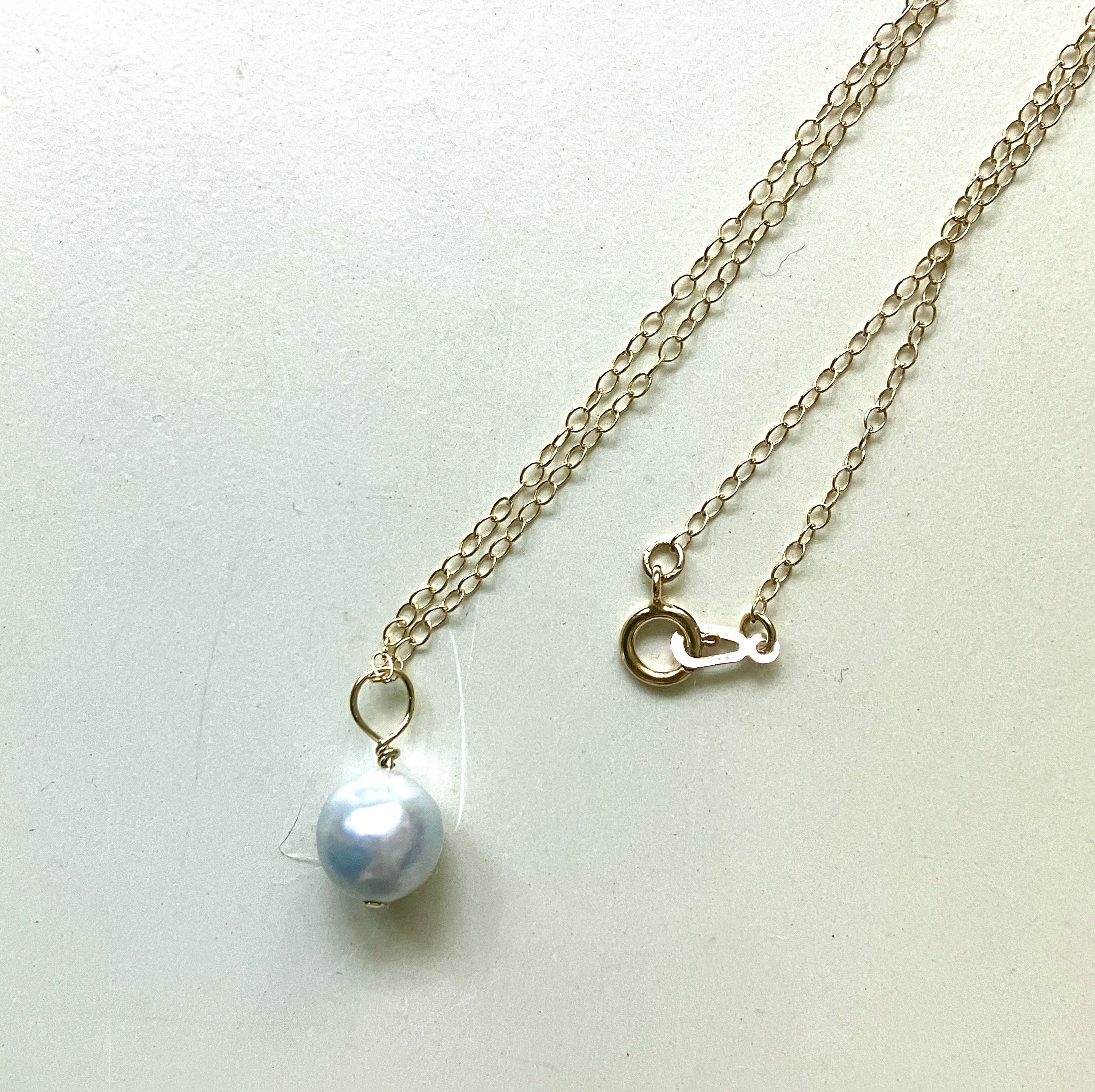 【数量限定】14kgf pearl アコヤ雫バロック(ネックレス）ライトブルー｜詳細画像