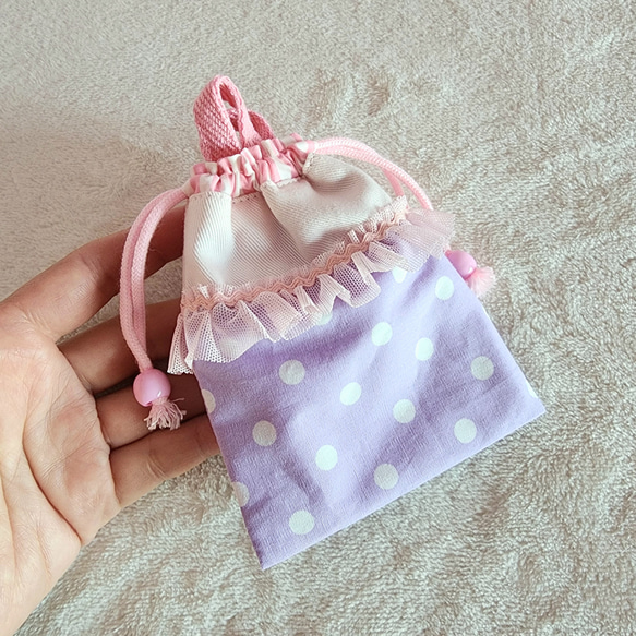 粉紅色×紫色迷你運動服袋，適合幼稚園和學校入學用品 第4張的照片