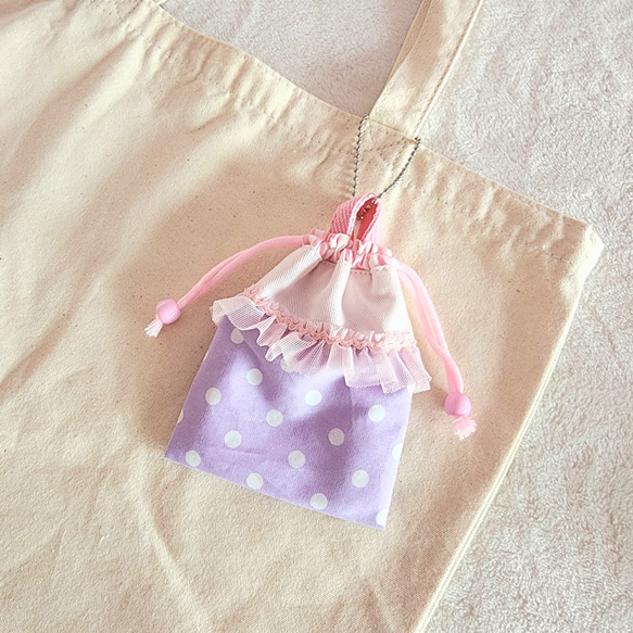 粉紅色×紫色迷你運動服袋，適合幼稚園和學校入學用品 第1張的照片