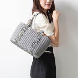 巾着+ファスナーが便利 チクチクしない かごバッグ 自立 A4 トートバッグ ショルダー 263-12 10枚目の画像