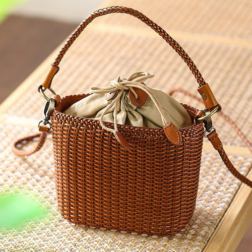 本革 かごバッグ 牛革 2WAY ハンドメイド ショルダーバッグ