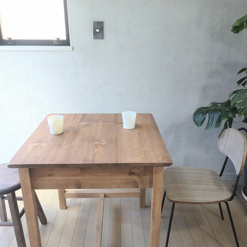 無垢材のカフェテーブル W69×D69cm 古民家カフェ ダイニング