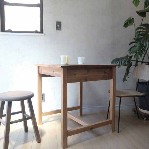 無垢材のカフェテーブル W69×D69cm 古民家カフェ ダイニングテーブル