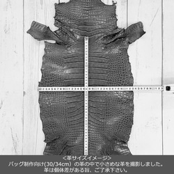 ワニ革  クレイ仕上げ  ウィート「バッグ製作向け・幅30/34cm」サイズ No.CM0202 7枚目の画像