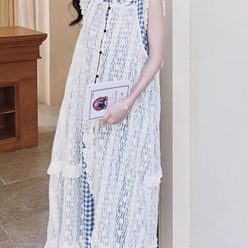フレッシュレースブラウスセットアップ女2025夏新作優しい雰囲気の