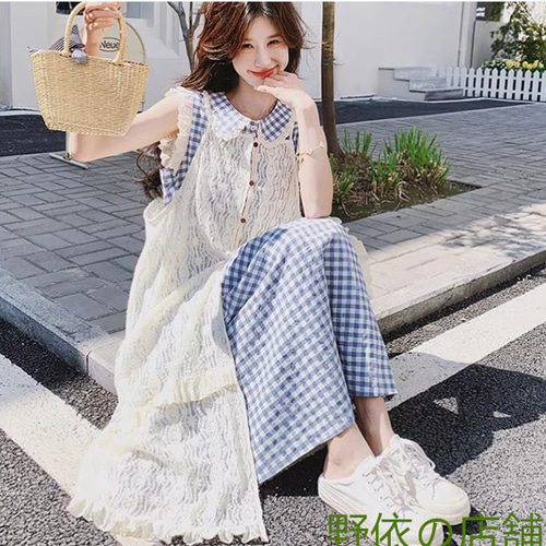 フレッシュレースブラウスセットアップ女2025夏新作優しい雰囲気の