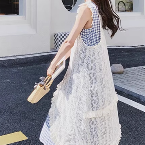 フレッシュレースブラウスセットアップ女2025夏新作優しい雰囲気の