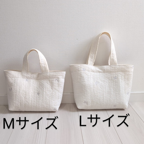 専用商品 ヌビ ランチトートLサイズ✱ハート✱ムーンスター✱ハンドメイド ✱受注制作✱ヌビバッグ Lサイズ/ヌビトートバッグ/ ランチ