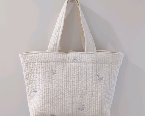 専用商品 ヌビ ランチトートLサイズ✱ハート✱ムーンスター✱ハンドメイド ✱受注制作✱ヌビバッグ Lサイズ/ヌビトートバッグ/ ランチ