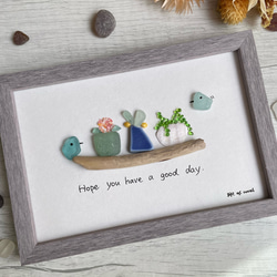 ハンドメイド作品セット⭐︎シマエナガ　シーグラスアート シーグラスアート‪ஐ‬シマエナガファミリー その他置物 eri小屋